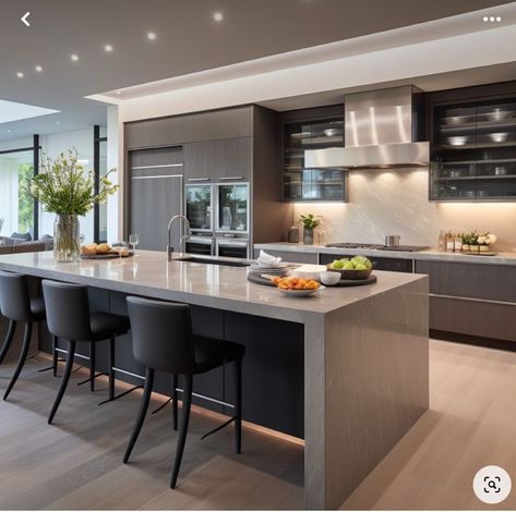 Modern Kitchen Large Island, Massive Kitchen Modern, Massive Island Kitchen, Extra Large Kitchen Island Modern, Kitchen Island With Seating And Storage Luxe, Large Kitchen Island 2022, Kitchen Ideas With Island, Modern Interior Kitchen, Huge Kitchen Island