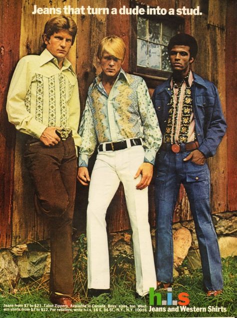 1972 h.i.s Slacks ad featuring Nick Nolte 1970s Mens Fashion, Nick Nolte, 70s Mens Fashion, 1970s Men, 70s Men, Look Retro, Fashion Fail, James Dean, Old Ads