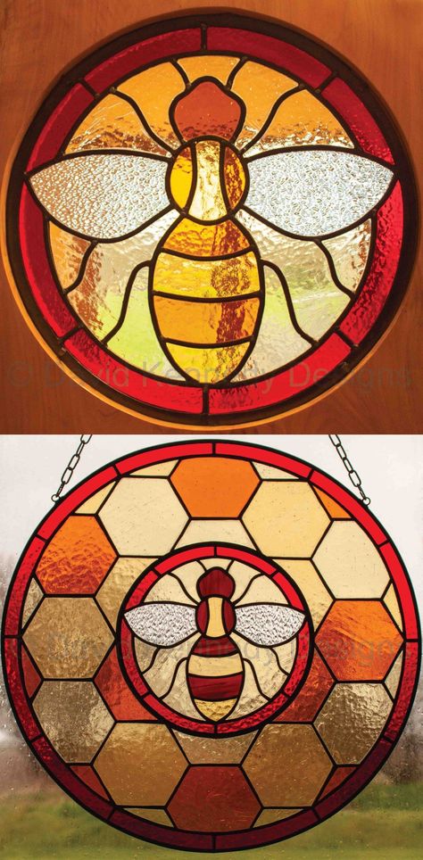 THIS LISTING IS FOR TWO DOWNLOADABLE PDF PATTERNS ONLY. IT IS IMPORTANT TO BE SURE OF YOUR PURCHASE AS THERE ARE NO REFUNDS FOR DIGITAL FILES. Two Bees Stained Glass Patterns, are original designs by © David Kennedy. Two 453mm diameter stained glass patterns, one Large Bee for lead came and one Honeycomb Bee for copper foil. Two downloadable PDF patterns print actual size 18 inch diameter ( 453 mm x 453 mm ) across six pages. Instructions are included for enlarging the patterns to your require L'art Du Vitrail, Stained Glass Patterns Free, Bee Honeycomb, Stained Glass Designs, Stained Glass Panels, Stained Glass Projects, Honeycomb Pattern, Glass Animals, Bee Design