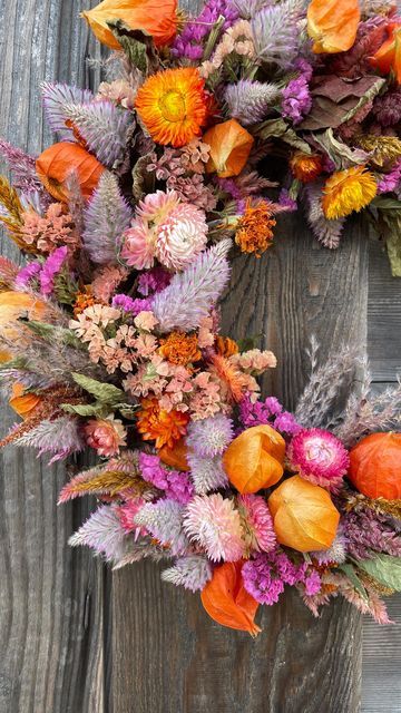 Dried Floral Wreaths, Wreath Project, Pink Wreath, Dried Flower Wreaths, Wreath Maker, Dry Flowers, Dried Floral, Autumn Wreaths, Floral Display