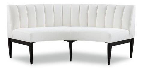 Lazar Industries. Eloise Channel Back, Curved Dining Banquet Curved Settee, Curved Banquette Seating, Curved Banquette, Settee Dining, Banquette Seating, Design Icon, Exposed Wood, Contemporary Luxury, Bastille