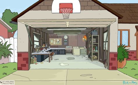 Rick and Morty: 80 Character Design & Background Collection Rick And Morty Garage, Rick And Morty House, Drawing Rick And Morty, Rick And Morty Background, House 2 Story, Morty Drawing, Rick I Morty, Rick And Morty Characters, Rick E Morty