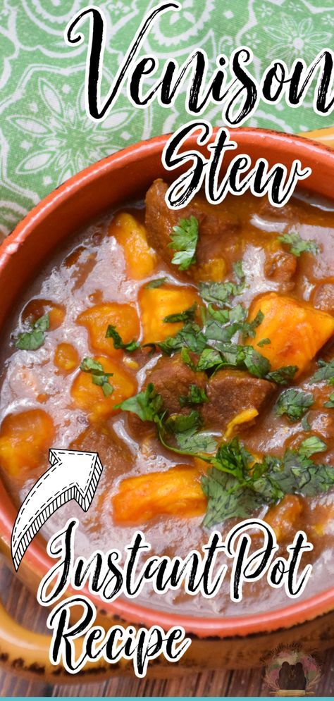 Instapot Venison Stew Recipes, Deer Stew Instant Pot, Venison Sweet Potato, Deer Stew Meat Recipes Instant Pot, Instant Pot Venison Stew, Deer Meat Instant Pot Recipes, Venison Stew Instant Pot, Instant Pot Venison Recipes, Venison Roast Instant Pot