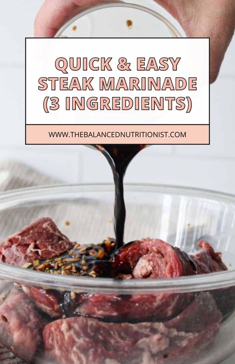 Try this easy simple steak marinade for the best steak marinade ever. It's quick with few ingredients and healthy. This delicious and yummy homemade steak marinade is a 3 ingredient marinade. Perfect for chicken, steak, and kabobs. 3 Ingredient Marinade, Simple Steak Marinade, Best Steak Marinade Ever, Steak Tip Marinade, Homemade Steak Marinade, Steak Kabob Marinade, Quick Steak Marinade, Steak Marinade For Grilling, Easy Steak Marinade Recipes