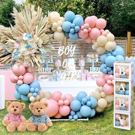 DIY Gender Reveal Party Decorations - 176pcs Pink and Blue Balloons Arch Kit, Baby Box with Letters(BABY) for Baby Gender Reveal Decor Party Supplies Boy or Girl Baby Shower Revelacion Genero Backdrop Idee Babyshower, Gender Reveal Balloons, Gender Reveal Party Decorations, Gender Reveal Decorations, Baby Gender Reveal Party, Baby Shower Supplies, Gender Reveal Cake, Baby Shower Party Supplies, Baby Shower Decor