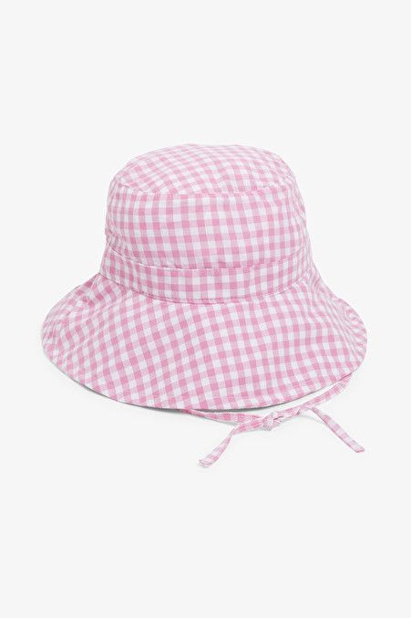 Wide brim bucket hat - Pink gingham - Hats, scarves & gloves - Monki GB Wide Brim Bucket Hat, Hats Knitted, Beret Hats, Knitted Hood, Beret Hat, Pink Gingham, Berets, Cute Hats, Wide Brimmed