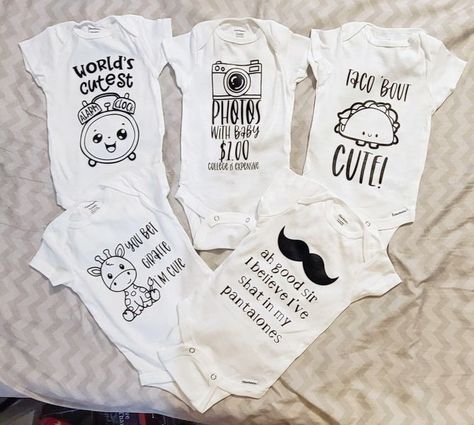 Cricut Crafts for Beginners & Free SVG Sharing | Made some onesies for a friend's baby shower | Facebook 3rd Baby Announcement, Crafts For Beginners, Mini Boo, Cute Clock, Baby Planning, Cricut Explore Air 2, Kids Learning Activities, Baby Sewing, Future Baby