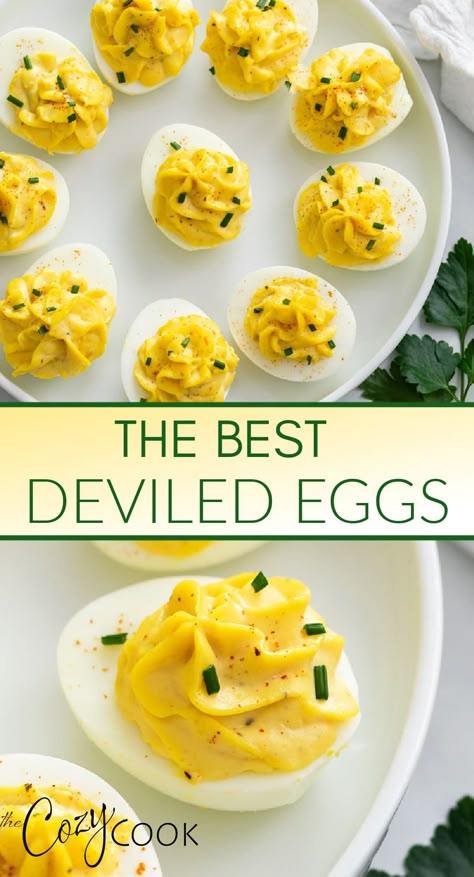 These classic Deviled Eggs make the BEST Easter Side dish and are easy to make. This recipe has pro tips to ensure the best fresh flavor and pop of color! Color Deviled Eggs, Deviled Eggs With Relish, The Best Deviled Eggs, Eggs Deviled, Devil Eggs, Perfect Deviled Eggs, Classic Deviled Eggs, Deviled Eggs Recipe Easy, Best Egg Recipes