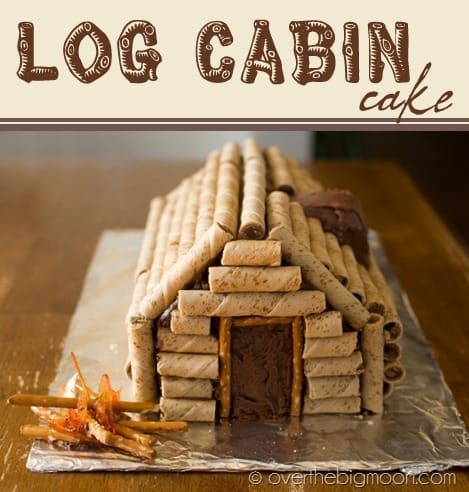 Auction Desserts, Log Cabin Cake, Cabin Cake, Boy Scout Cake, Cub Scout Cake, Gold Cakes, Camping Cakes, Christmas Pretzels, Auction Ideas