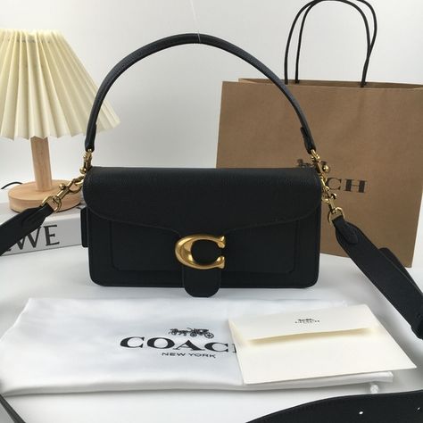 New COACH Tabby Shoulder Bag 26 Black Coach Tabby Shoulder Bag, Tabby Shoulder Bag 26, Tabby Shoulder Bag, Coach Tabby, Simple Packaging, Polished Pebble, Signature Hardware, Coach Handbags, Pebbled Leather