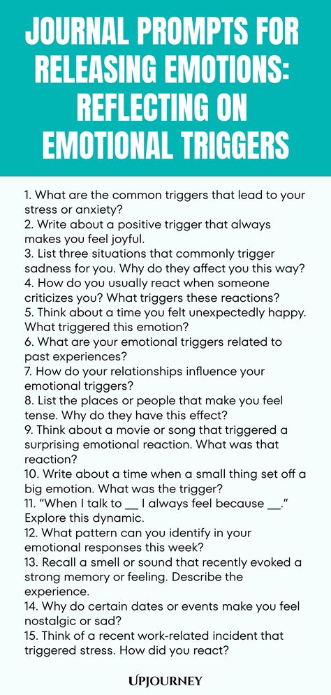 Explore our collection of thoughtful journal prompts designed to help you release emotions by reflecting on your emotional triggers. Discover a therapeutic way to process and understand your feelings through writing. Dive deep into self-reflection and gain insight into what makes you feel the way you do. Use these prompts as a tool for emotional healing and personal growth. Start journaling today to cultivate mindfulness and compassion towards yourself as you navigate your emotions with intentio Releasing Emotions, Release Emotions, Work Etiquette, Psychology Terms, Emotional Triggers, Relationship Quizzes, Start Journaling, Happiness Journal, Daily Journal Prompts