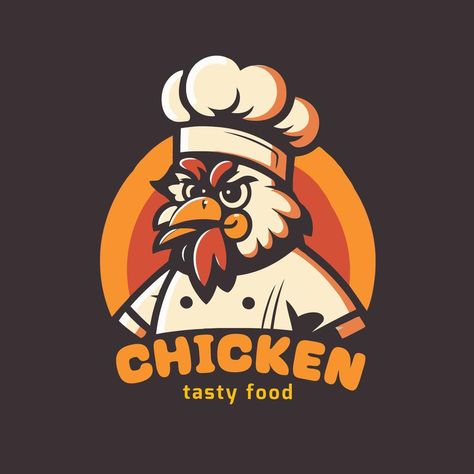 Logo Kuliner, Chicken Restaurant Logos, Logo For Food, Fried Chicken Restaurant, Chicken Logo, Chicken Shop, Cartoon Chicken, Portfolio Logo, Restaurant Concept