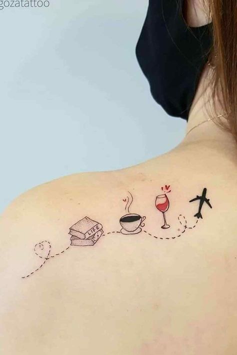 Tattoo Minimalista Feminina, Wine Tattoo, Bookish Tattoos, Mom Tattoo Designs, Mommy Tattoos, Coffee Tattoos, Cool Chest Tattoos, Best Tattoos For Women, Tattoos For Lovers