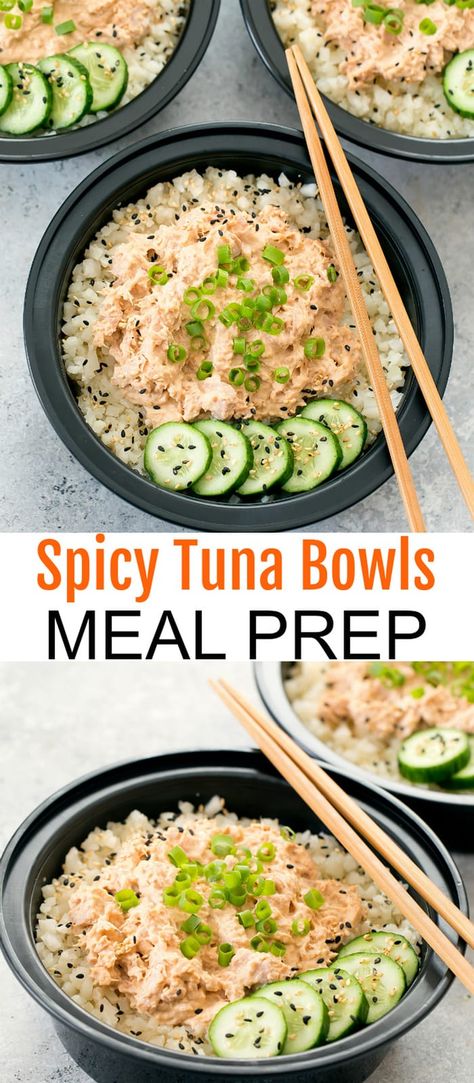 Tuna Bowls, Healthy Lunch Meal Prep, Easy Healthy Meal Prep, Spicy Tuna, Health Dinner, Prepped Lunches, Lunch Recipes Healthy, Health Dinner Recipes, Think Food