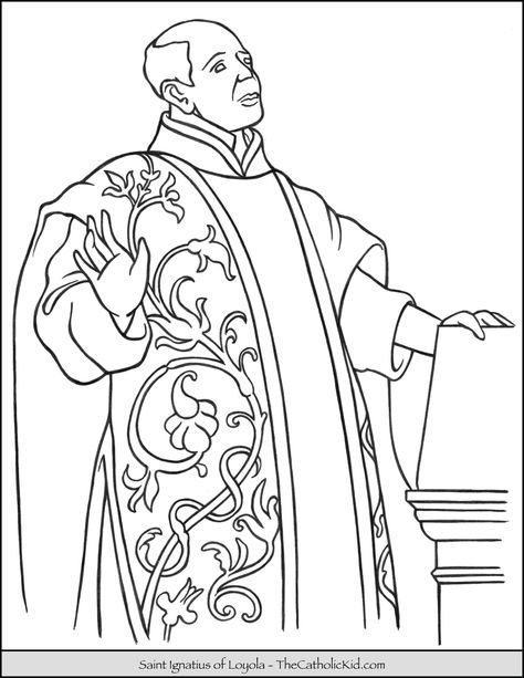 Saint Ignatius of Loyola Coloring Page Catholic Coloring Pages, Saint Ignatius Of Loyola, Saint Ignatius, Ignatius Of Loyola, Ignatius Of Antioch, St Ignatius Of Loyola, Nativity Coloring Pages, Saint Coloring, Angel Coloring Pages