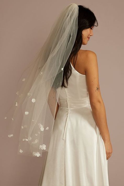 Flower and Pearl Embellished Mid-Length Veil | David's Bridal Veil Styles, Bridal Flower, Book An Appointment, Bridal Flowers, Wedding Veils, Davids Bridal, View Image, Wedding Inspo, Wedding Accessories