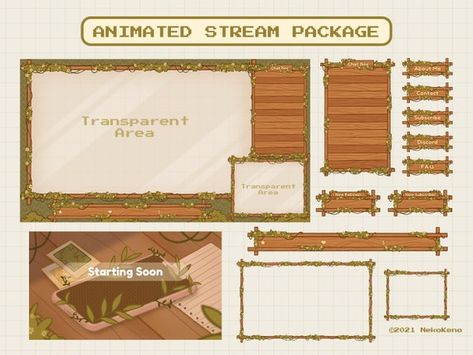 Animated Cottagecore Stream Overlay Package for Twitch | Etsy Sweden Aesthetic Brown Color, Twitch Themes, Twitch Scenes, Twitch Aesthetic, Plant Cozy, Streamer Ideas, Channel Aesthetic, Twitch Graphics, Windows Themes