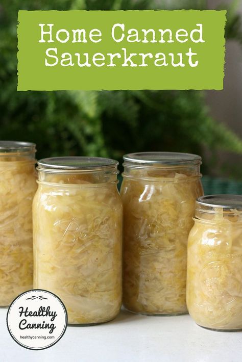 Canned Sauerkraut, Canning Sauerkraut, Easy Sauerkraut, Healthy Canning, Making Sauerkraut, Homemade Sauerkraut, Canning Pickles, Home Canning Recipes, Canning Vegetables