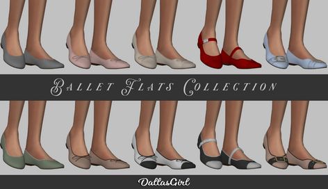 Ballet Flats Collection | DallasGirl on Patreon Sims Historical, Sims 4 Shoes Cc, Sims 4 Hair Male, Historical Shoes, Sims 4 Cas Cc, Sims 4 Cas Mods, Cc Shoes, Sims 4 Cc Shoes, Tumblr Sims 4