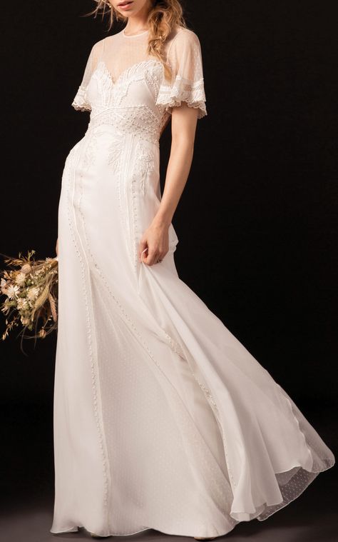 The Francetta by TEMPERLEY LONDON for Preorder on Moda Operandi Temperley London Wedding Dress, Temperley London Bridal, Bohemian Gown, Vintage Chic Wedding, Short Sleeve Wedding Dress, Chic Wedding Dresses, Wedding Dresses 2018, Temperley London, Bridal Fashion Week