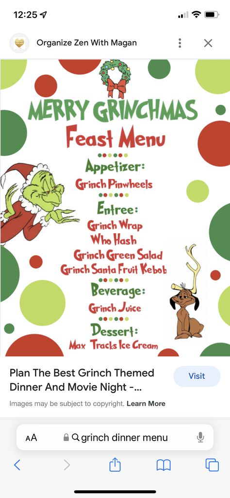 Grinch Feast, Grinch Food, Grinch Stuff, Grinch Santa, Disney Movie Night, Grinch Party, Appetizer Menu, Disney Movie, The Grinch