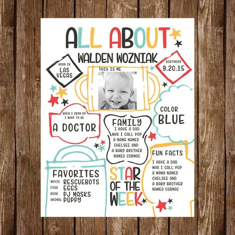 STAR STUDENT Student of the Week Star Student Sheet | Etsy Star Student Poster, Student Poster, All About Me Project, All About Me Preschool Theme, About Me Poster, Kindergarten Posters, Me Preschool Theme, Curriculum Preschool, All About Me Poster