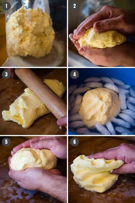 Learn how to make salted butter from raw milk or store bought cream. You only need 2 ingredients to make this easy homemade butter recipe, and you can make it with a mixer, blender, or churn. Fresh butter never tasted so good! How To Make Butter From Milk, Make Butter From Heavy Cream, How To Make Butter From Dry Milk, How To Make Butter From Whole Milk, Making Butter From Heavy Cream In A Jar, Baking Mix Recipes, Butter Recipes Homemade, Making Butter, Homemade Butter