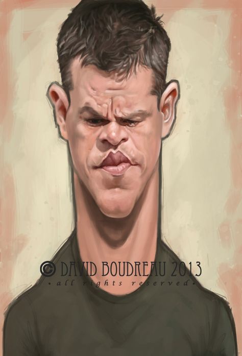 Jason Bourne, Comic Face, Caricature Sketch, Funny Caricatures, Caricature Artist, Celebrity Caricatures, Caricature Drawing, Matt Damon, Cartoon Faces