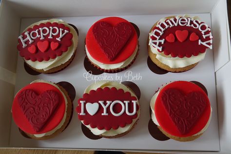 P1070114 | by Cupcakes by Beth Cupcakes For Anniversary Love, Birthday Cupcakes Ideas For Boyfriend, Happy Anniversary Cupcakes, Anniversary Cupcake Ideas, Valentines Biscuits, Cake For Him, Anniversary Cupcakes, Anniversary Cake Designs, Alphabet Cake