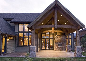 House Brick, Open Concept Great Room, Mountain Home Exterior, Front Porch Lighting, Rustic Cafe, Carolina House, Interior Design Rustic, Wood Ceiling, Willow Creek