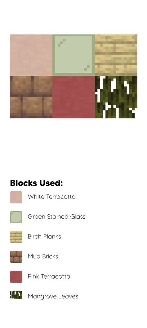 Minecraft Mud Brick Pallet, Minecraft Colors Palette, Minecraft Green Palette, Pink Minecraft Block Pallete, Dark Oak Block Pallet Minecraft, Minecraft Desert Palette, Block Color Pallete Minecraft, Blue Minecraft Block Palette, Minecraft Color Palette Cottage Core