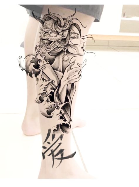 One Leg Tattoo Sleeve, Japanese Woman Tattoo Design, ဂျပန်မ Tattoo, Japanese Leg Tattoo Women, Sketch Tattoo Ideas, Japanese Hand Tattoos, Samurai Tattoo Sleeve, Japanese Leg Tattoo, Athena Tattoo