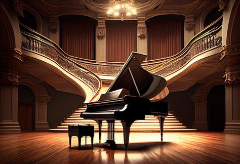 Beautiful piano in concert hall | Premium Photo #Freepik #photo #piano-background #grand-piano #piano-keys #music-keyboard Piano Studio Room, Fantasy Mansion, Grand Piano Room, Piano Background, Theatre Architecture, Piano Aesthetic, Piano Competition, Keyboard Music, Brand Moodboard