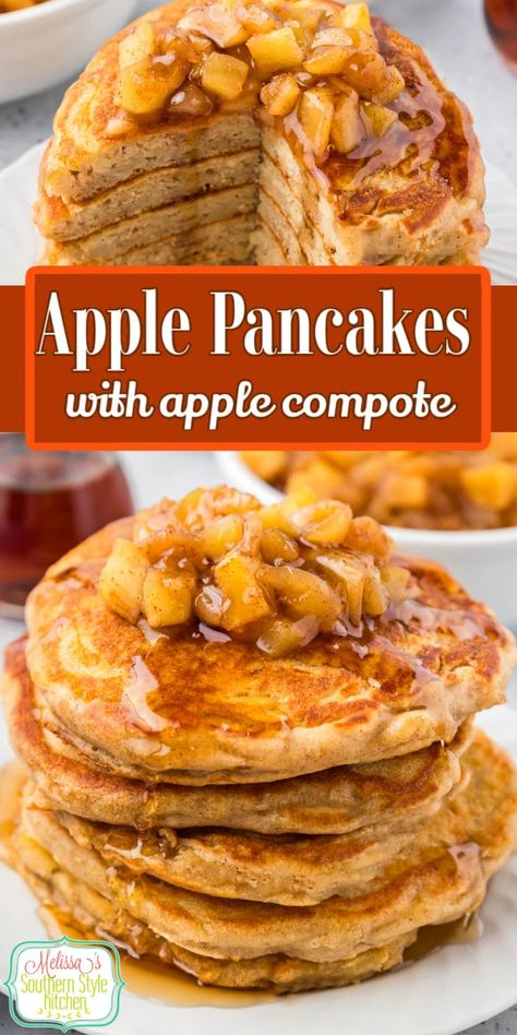 Apple Pancakes Fruit Topping For Pancakes, Apple Spice Pancakes, Apples On Pancakes, Apple Cinnamon Topping For Pancakes, Apple Compote For Pancakes, Juicy Apple Pancakes, Apple Compote Recipe, Apple Pie Pancakes, Pancake Mix Recipe