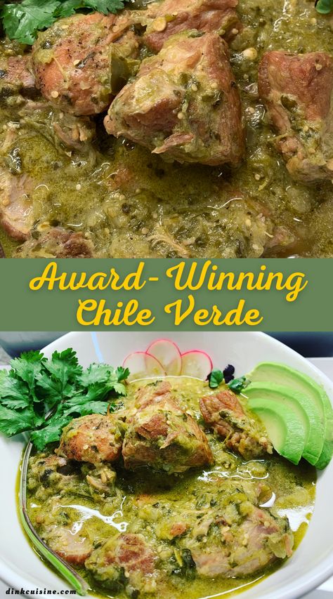 chile verde Chile Verde Burrito, Pork Tenderloin Chili Verde, Chill Verde Recipe, Pork In Green Chile Sauce, Chili Verde Pork Authentic Mexican, Green Chili Picadillo, Award Winning Dinner Recipes, Chili Verde Pork Authentic, Authentic Chili Verde Recipe