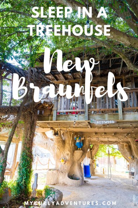 Escape to a world of imagination in these incredible treehouses in New Braunfels TX! With multiple treehouses across Texas with different themes, the Guadalupe River Houses bring that childhood joy of wandering around a treehouse from straight out of a book! Plus, this treehouse is family and pet-friendly with so many fun things to do in New Braunfels. Schlitterbahn New Braunfels, River Houses, Texas Weekend Getaways, Camp Bach, Texas Bucket List, Texas Adventure, Guadalupe River, New Braunfels Texas, Texas Vacations