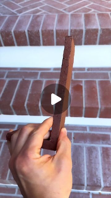 BYOT Brent on Instagram: "How To Apply Brick Veneer To Steps #diy #howto #brickwork #construction #homerenovation" Brick Veneer Porch Front Steps, Brick Pavers On Wall, Brick Veneer Over Concrete Steps, Brick Overlay On Concrete Steps, Brick Veneer On Foundation, Wood Over Brick Steps, Front Brick House Ideas, Brick Paver Steps, How To Build Brick Steps