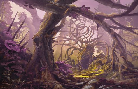 Fey Realm, April Art, Dark Tree, Magic Treehouse, Location Inspiration, Scene Art, Pretty Drawings, Fantasy Places, Mushroom Art