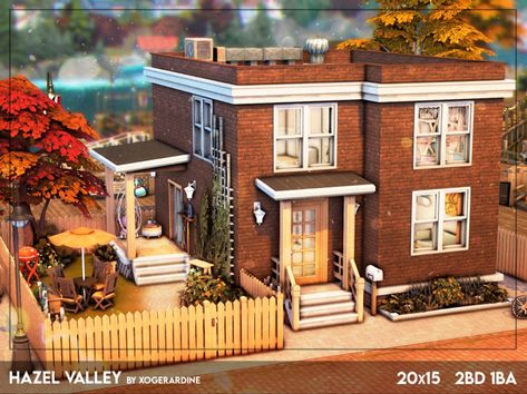 Sims 4 Neighborhood Lot, Ts4 Tiny House, Sims 4 Townhome, Microhome Sims 4, Sims 4 Tiny House Community, Sims 4 Townhouse No Cc, Sims 4 San Sequoia Townhouse, Small Townhouse, Cute Backyard