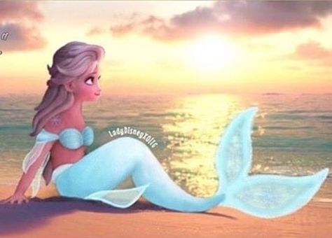 Elsa as a mermaid Disney Princesses As Mermaids, Elsa Mermaid, Frozen Mermaid, Elsa Fanart, Bella Disney, Disney Mermaid, Mermaid Stories, Walt Disney Princesses, Princesas Disney Anime