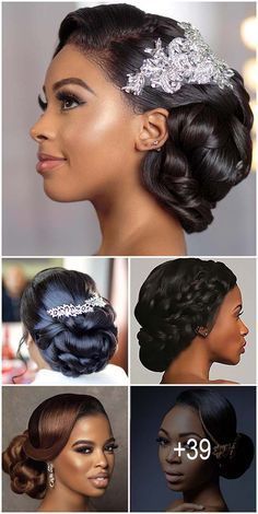 Updo Cabello Natural, Natural Hair Updo Wedding, Women Wedding Hairstyles, Hair Updo Wedding, Brides Hairstyles, Bride Hairstyles Updo, Natural Hair Wedding, Black Hair Updo Hairstyles, Natural Wedding Hairstyles