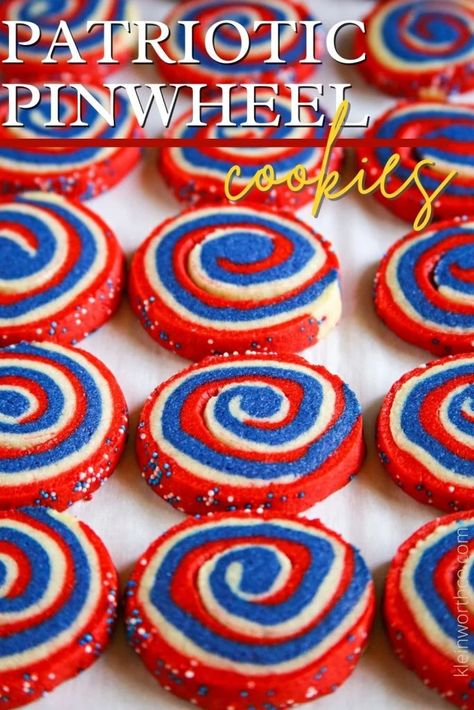 Patriotic Pinwheel Cookies Labor Day Cookout Desserts, Sugar Cookies 4th Of July, Red White Blue Cookies, All Things Red, Patriotic Treats, Home Decor Photography, Viral Recipes, July Desserts, Pinwheel Cookies