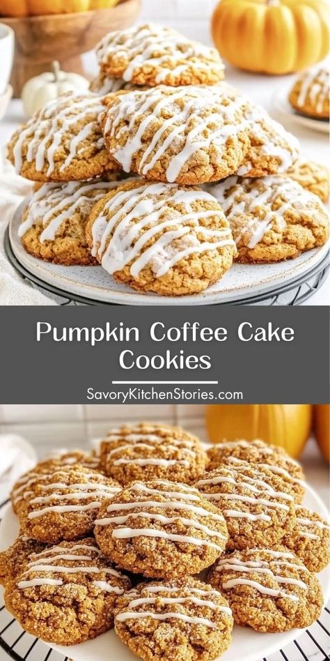 Looking for a delightful twist on traditional cookies? This Pumpkin Coffee Cake Cookies Recipe combines the warm flavors of pumpkin spice with a soft, cake-like texture! Perfect for fall gatherings or cozy nights in, these cookies are a must-try. Save this recipe to your Dessert Recipes board for a sweet treat later! Easy Pumpkin Coffee Cake, Cake Cookies Recipe, Coffee Cake Cookies, Pumpkin Coffee Cake, Pumpkin Coffee Cakes, Cookie Cake Recipe, Vanilla Glaze, Pumpkin Coffee, Spiced Pumpkin