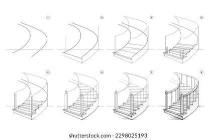 How To Draw Stairs Step By Step, How To Draw Stairs, Drawing Rainbow, Education Vector, Beginner Drawing Lessons, Beginner Drawing, Design Learning, How To Draw Steps, Draw Step By Step