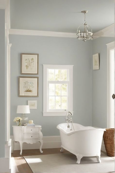 1. Balboa Mist
2. Benjamin Moore
3. 2024 Palette Perfection
4. Blissful Paint Colors Benjamin Moore Crystal Blue, Balboa Mist Bathroom, Benjamin Moore Balboa Mist Living Rooms, Bm Silver Mist, Benjamin Moore Sheer Bliss, Sheer Bliss Benjamin Moore, Summer Shower Benjamin Moore, Balboa Mist Bedroom, Spa Blue Bathroom