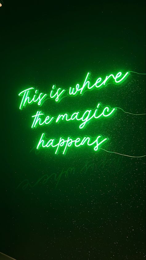 “This is where the magic happens” Neon Lights Aesthetic Wallpaper, Light Green Asthetics Wallpaper, Neon Lights Wallpaper, Neon Asthetics Wallpaper, Neon Homescreen Wallpaper, Dark Green And Black Aesthetic, Deep Green Aesthetic Wallpaper, Black And Green Wallpaper Aesthetic, Neon Wallpaper Green