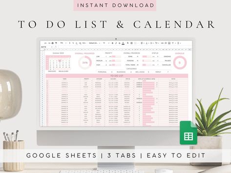 Google Sheets To Do List | Digital Calendar 2023 2024| Undated Daily Planner | Task Planner Spreadsheet | Task Tracker | Task List |Editable printablestudentplanner #hourlyplanner #budgetstickers📍. Task Planner, Ideal Lifestyle, Task Tracker, Daily Schedule Template, To Do Planner, Google Spreadsheet, Undated Daily Planner, Calendar Planner, Monthly Budget Planner