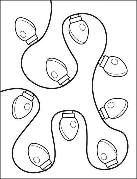 Easy How to Draw Christmas Lights Tutorial and Christmas Coloring Page Christmas Coloring Pages Bold And Easy, Simple Christmas Images To Draw, Christmas Lights Drawing Easy, Simple Drawings Christmas, Simple Christmas Doodles To Draw, Cute Christmas Designs To Draw, Christmas Pictures To Draw Easy, Christmas Easy Coloring Pages, Cute Doodles Christmas