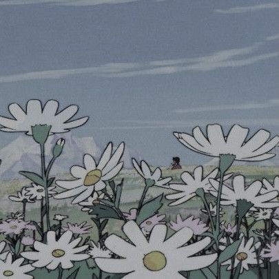 anime aesthetic spotify playlist worship pastel blue flowers 80s 90s eighties nineties daisy daisies field meadow sky clouds Persona Anime, Japon Illustration, Blue Anime, Old Anime, 90s Anime, Anime Scenery Wallpaper, Aesthetic Images, Retro Aesthetic, Aesthetic Vintage