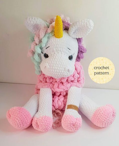 Puffy Yarn, Unicorn Pajamas, Alize Puffy, Pajama Bag, Bag Crochet Pattern, Crochet Unicorn, Bag Crochet, Crochet Toys Patterns, Tapestry Needle